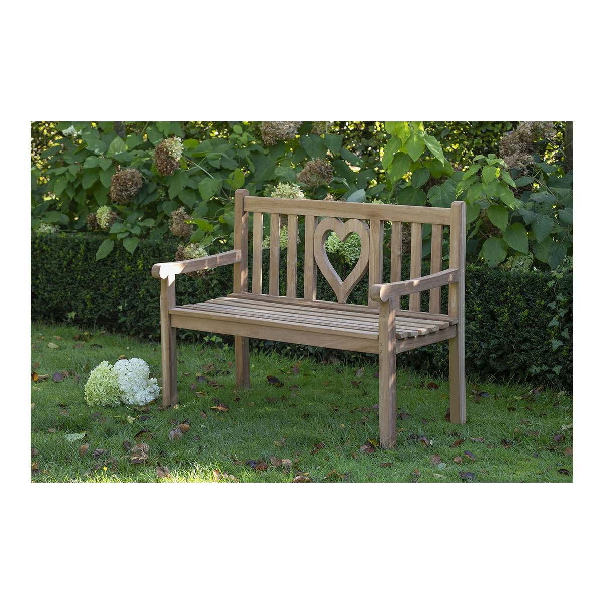 Teak-Gartenbank Herz