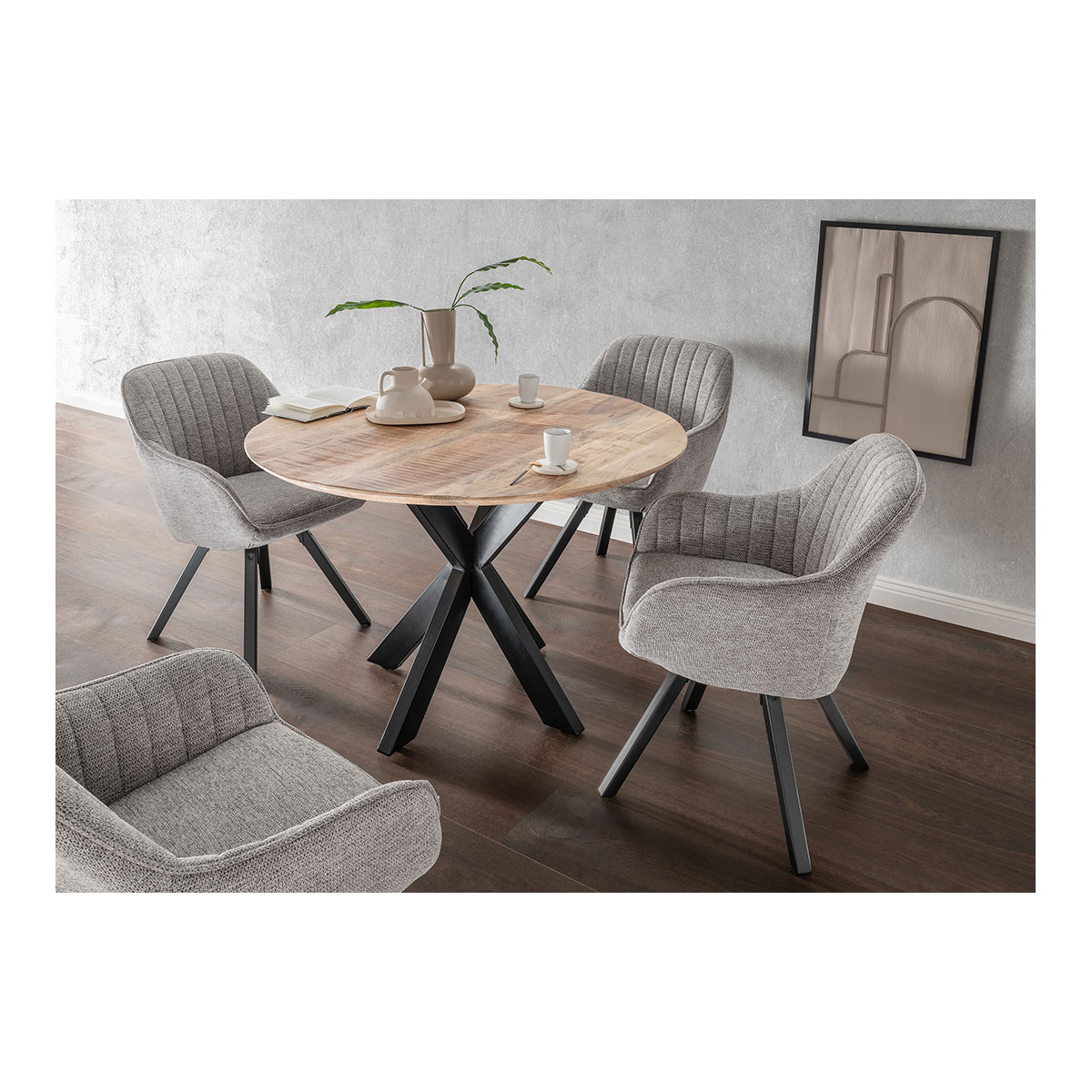  Tisch Avola Mango Cross Gestell rund 110 cm
