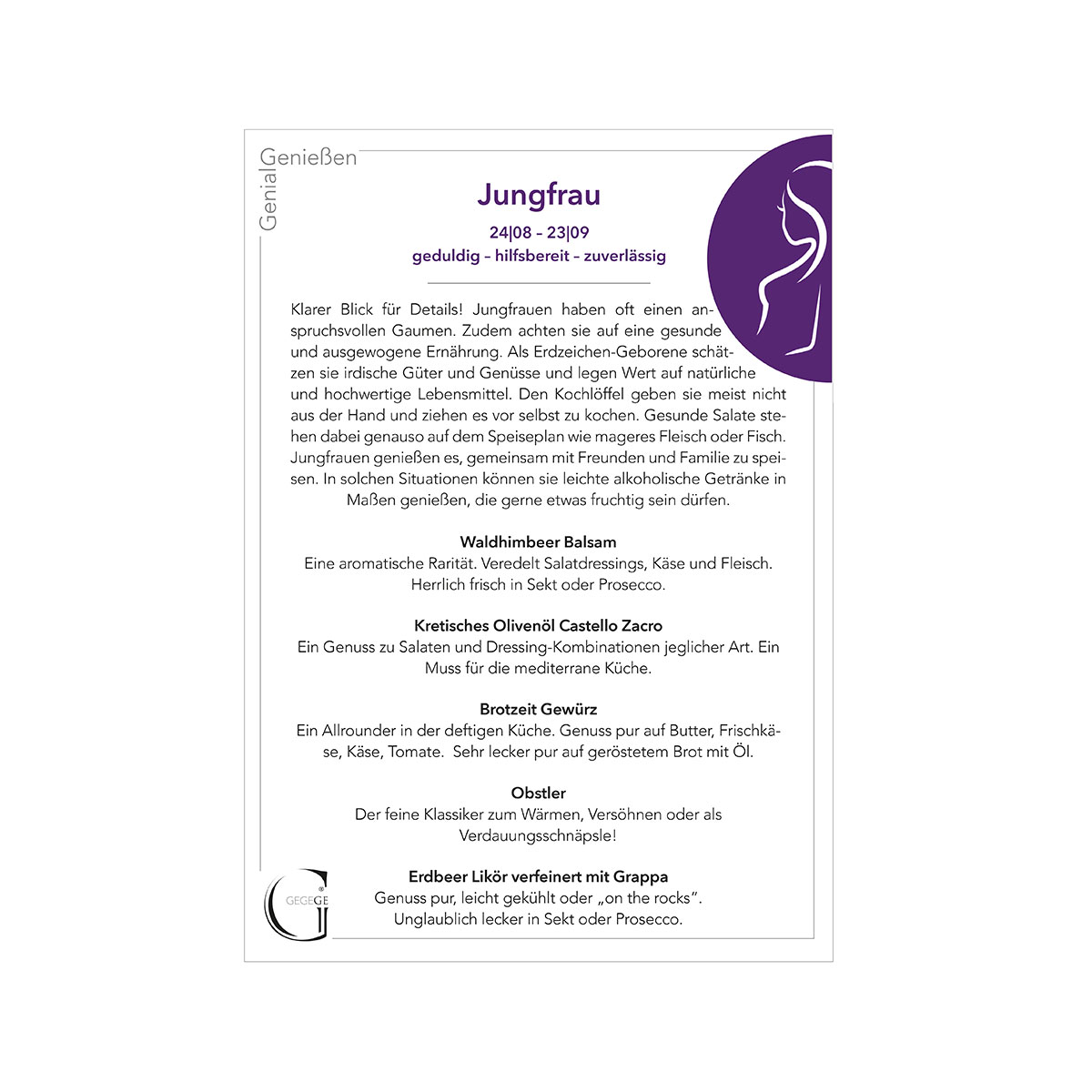 Geschenk-Set Sternzeichen Jungfrau