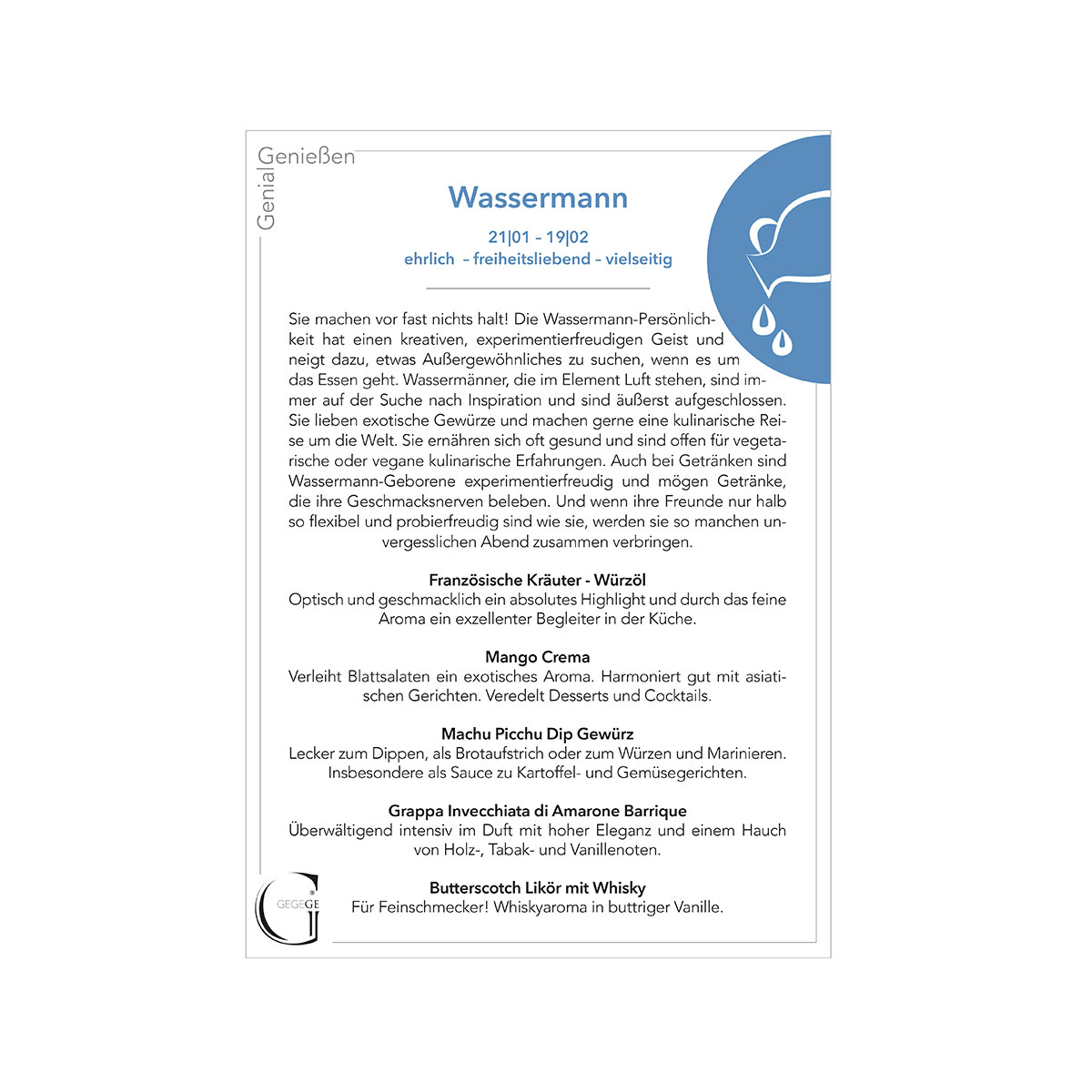 Geschenk-Set Sternzeichen Wassermann