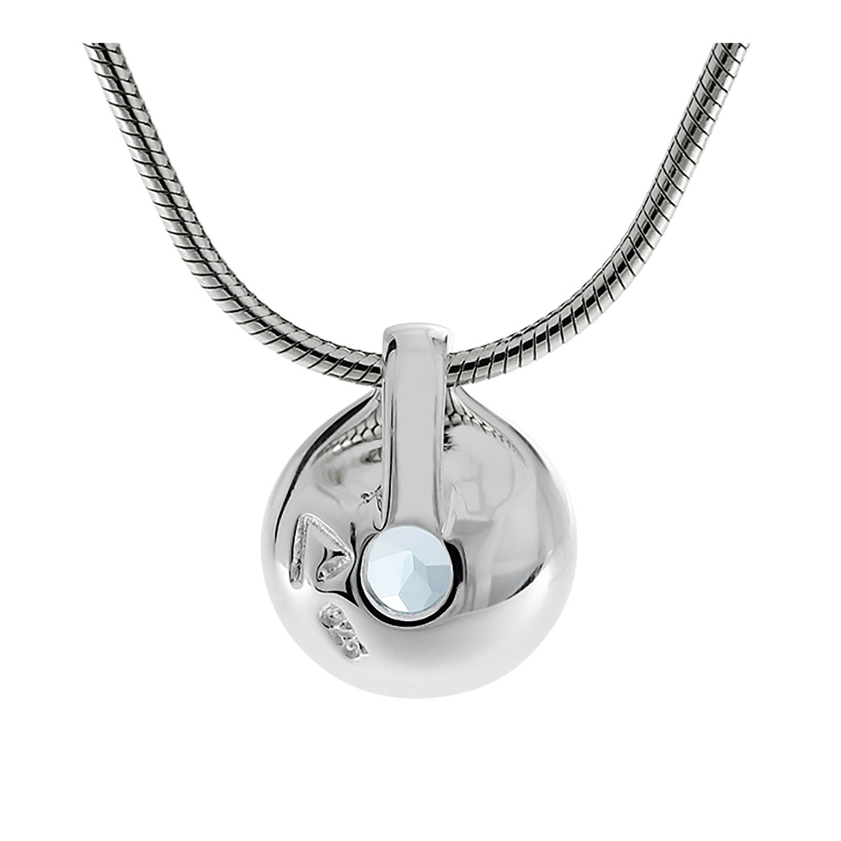 Kettenanhänger Silber, Sky blue Topas, 7mm, mit Schlangenkette
